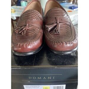 Domani shoes brown leather tassel loafer men's Sz 8-1/2